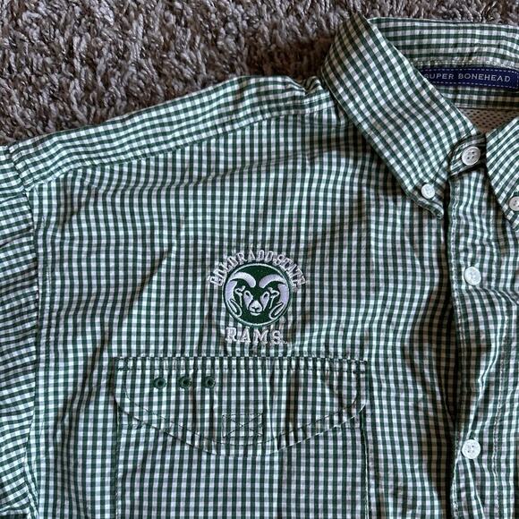 Men’s Columbia PFG Bonehead Green CSU Colorado State Long Sleeve Shirt Large - Picture 3 of 5